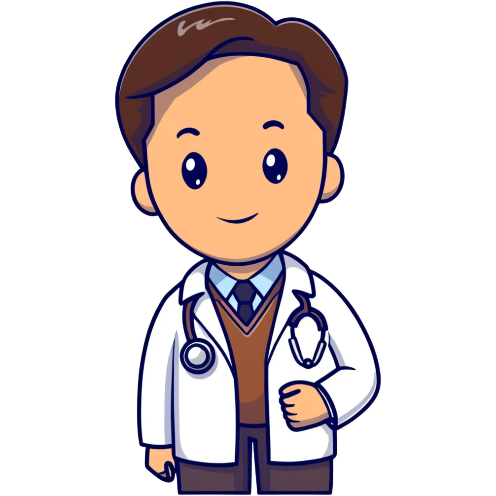 professional mature male doctor around 60 with stethoscope and white coat, dark brown hair, cinnamon skin tone, medium-dark complexion emoji