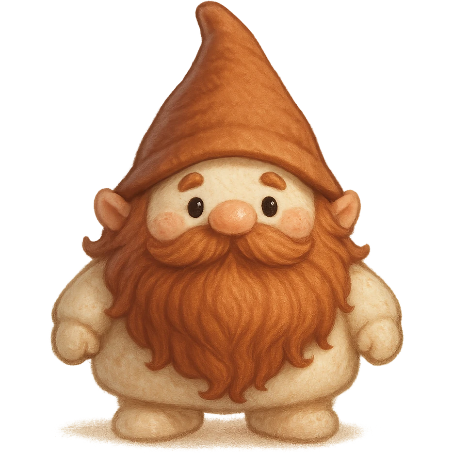 marshmallow dwarf with a big beard and pointy hat, soft and chubby, fantasy style emoji