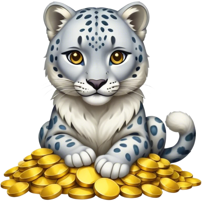 snow leopard symbol of Kazakhstan sitting on pile of gold emoji