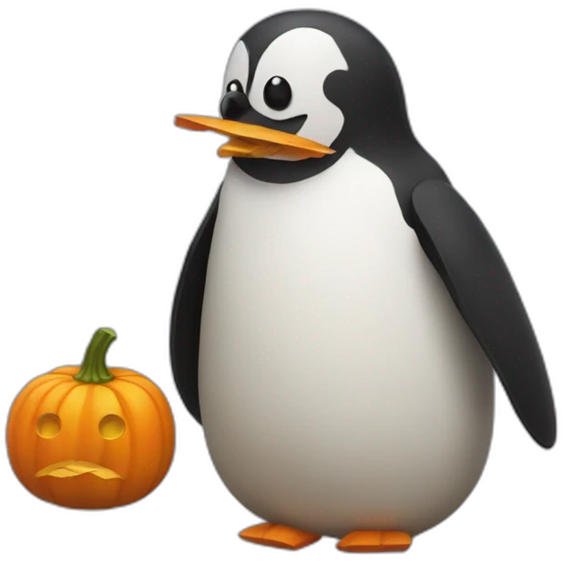pengo with pumpkin emoji