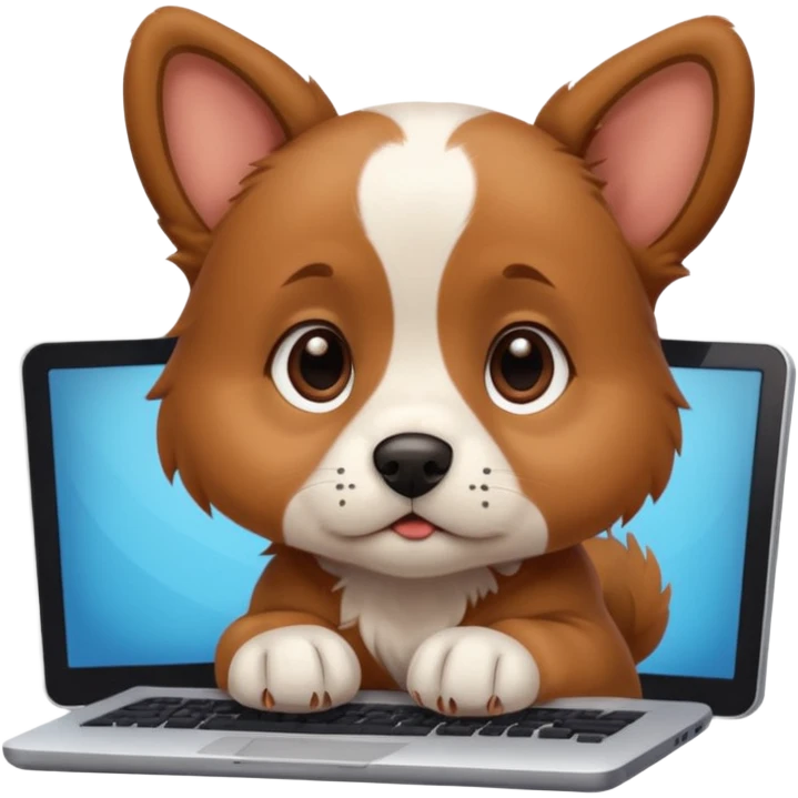 Puppy day dreaming at computer about his girlfriend  emoji