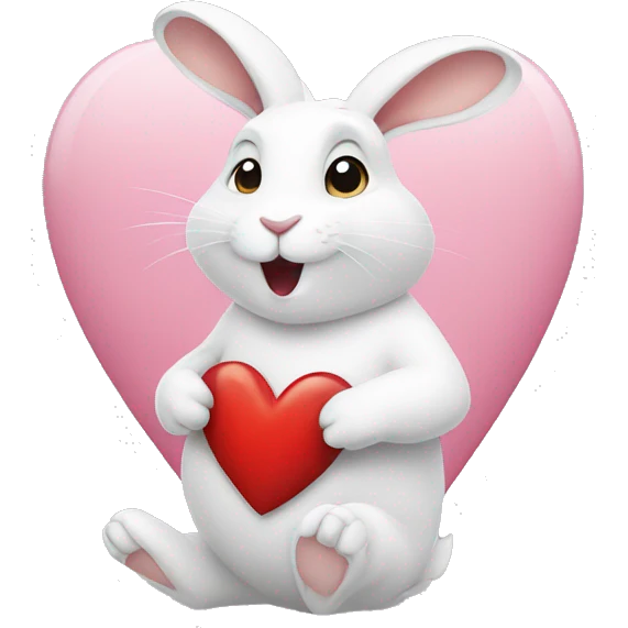 white rabbit hold heart emoji