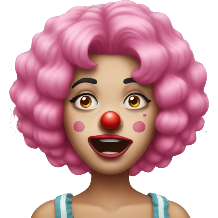 Clown with pink wig eyeliner and nails crying emoji