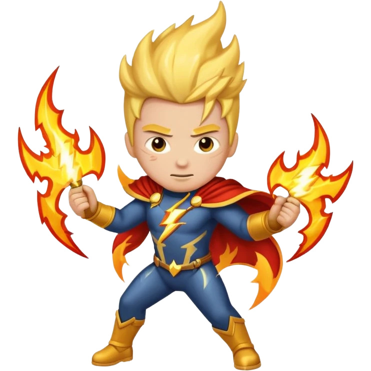 A hero standing tall, with lightning bolts and fire surrounding them emoji