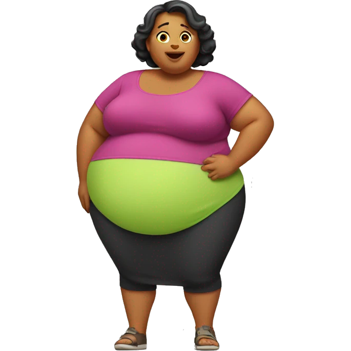 Fat woman with large belly emoji