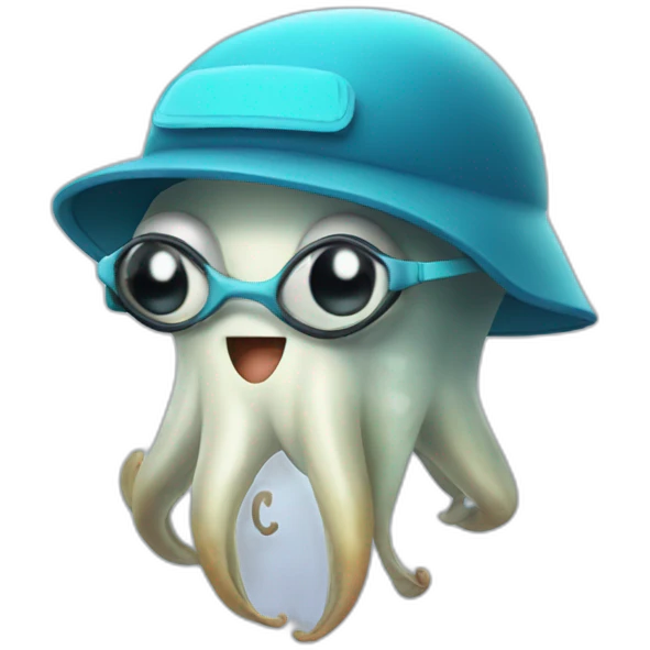 Squid wearing a visor emoji