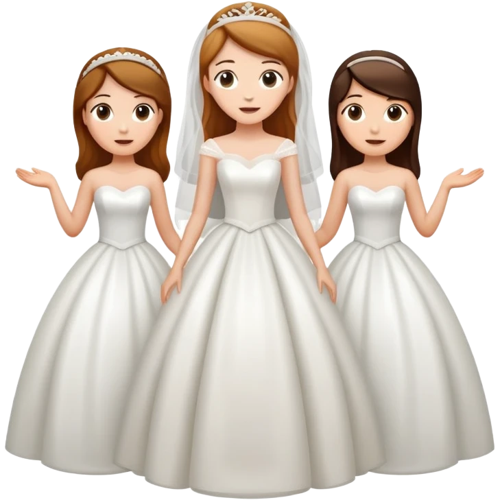 bride in a wedding dress standing between two figures, subtle and playful, no explicit content emoji
