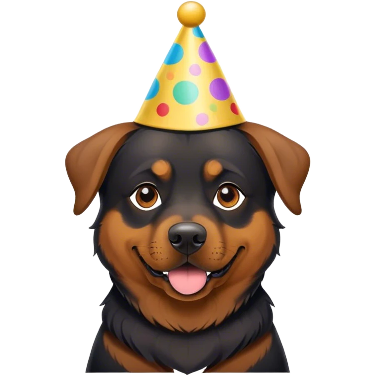 A Rottweiler/German Shepherd mix wearing a party hat. emoji