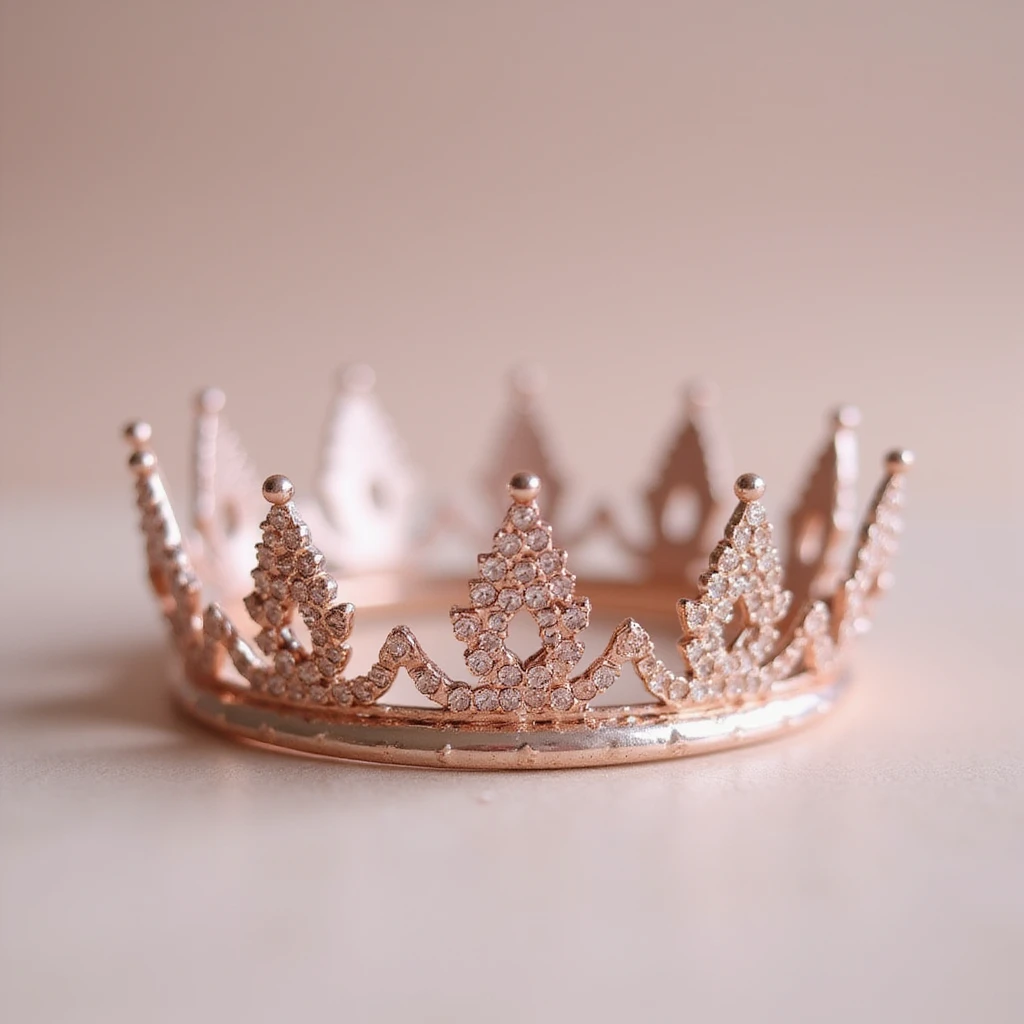 rose gold crown, modern, metallic, soft pink gold hue, minimal background emoji