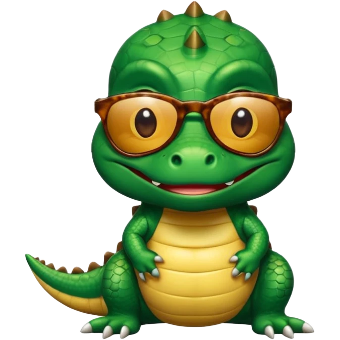 Cocodrilo bebé ,cafe,mirando hacia enfrente y con lentes de sol emoji