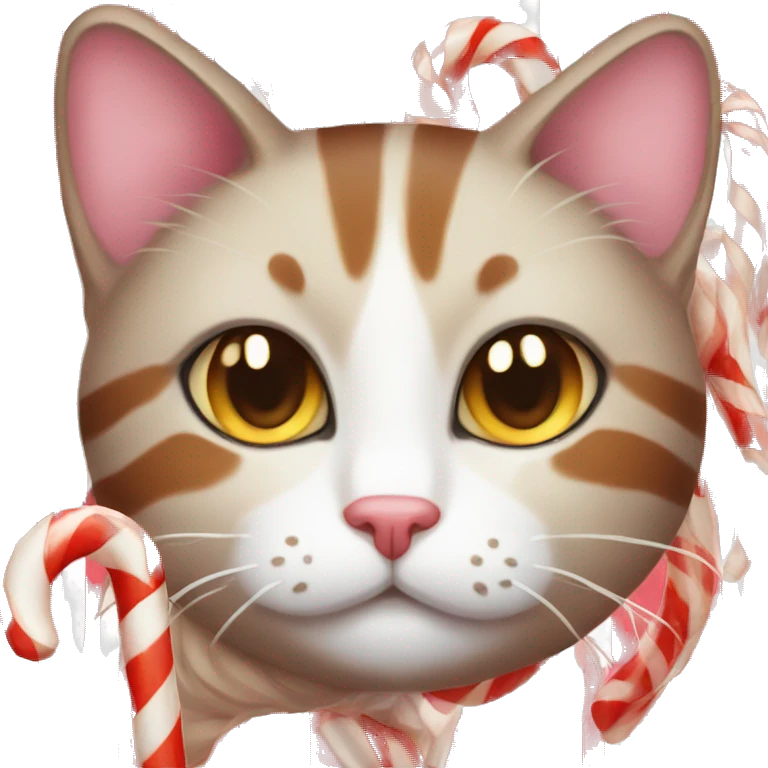 Candy cane cat emoji