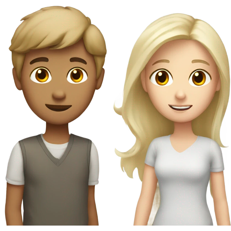Brown hair boy with two blonde girls  emoji