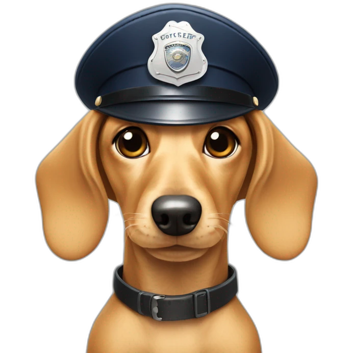 Cream Dachshund with police hat emoji