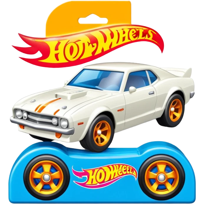 Машинка HotWheels белого цвета в классической упаковке HotWheels. emoji