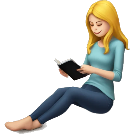 White girl reading a kindle next to a fireplace   emoji