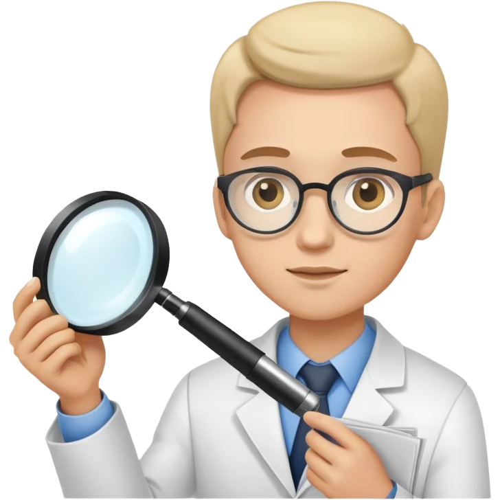 researcher with magnifying glass examining documents emoji