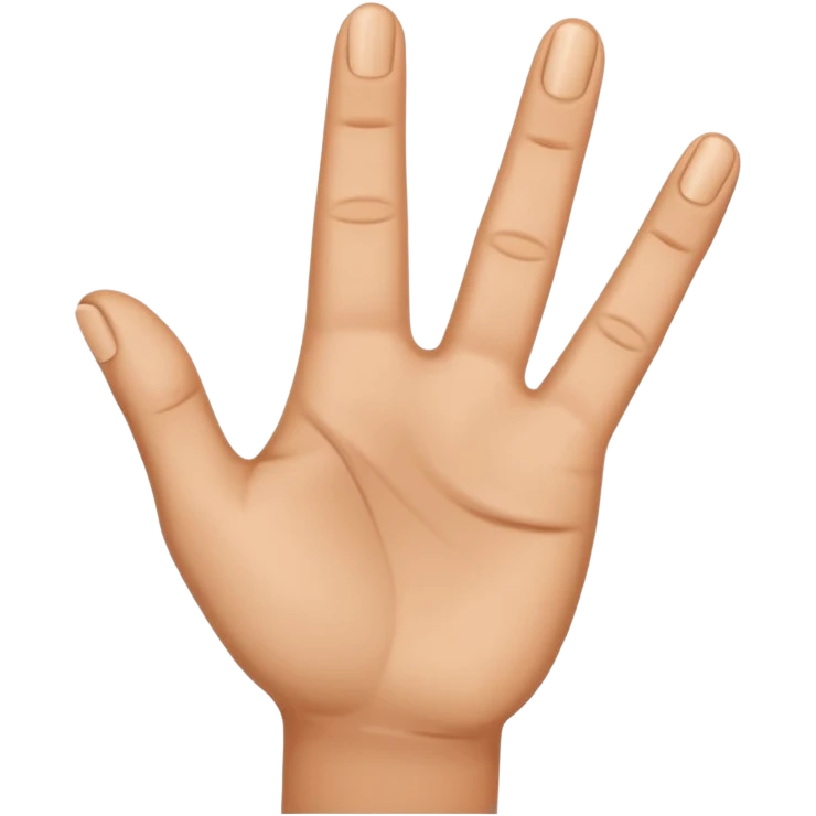 Create hand gesture with three fingers shaped downward in the shape of a letter M emoji