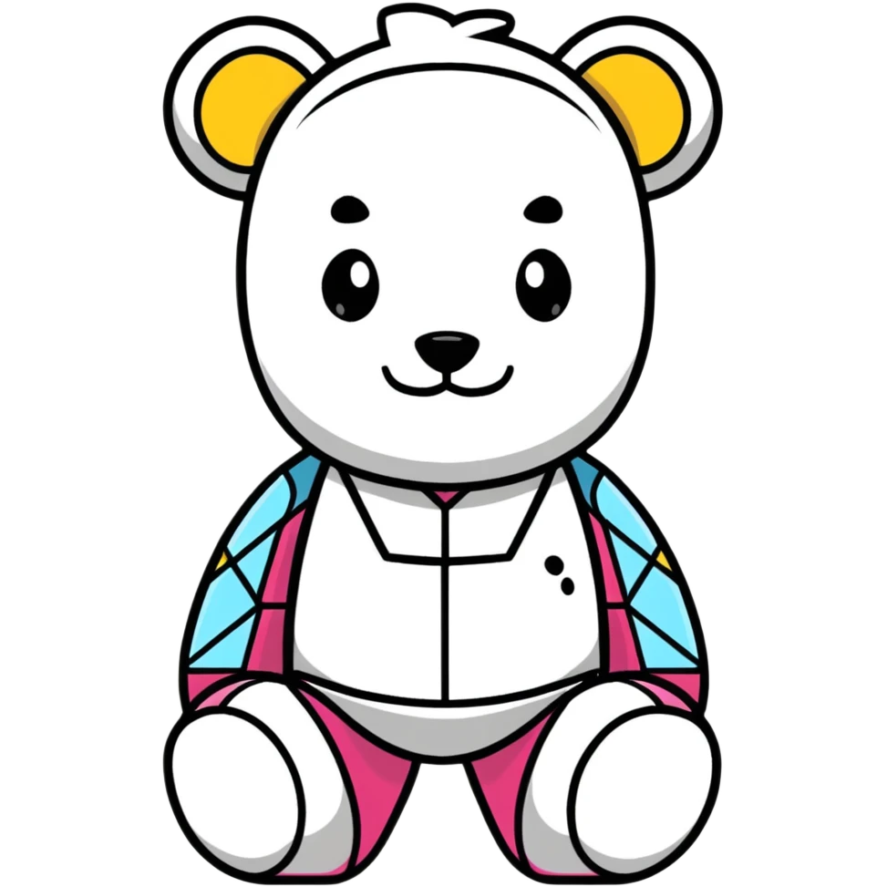 cute bearbrick toy figure with geometric patterns emoji