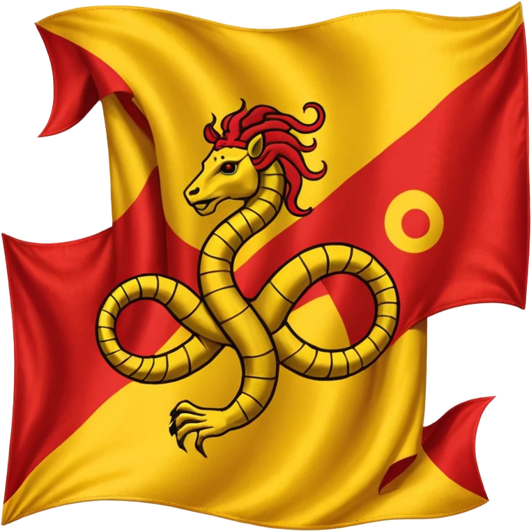 flag of Sicily with triskelion symbol featuring three bent legs and Gorgon's head at the center, red and yellow diagonal halves emoji
