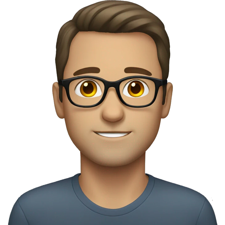 WHITE MAN with dark brown hair with circle brown glasses emoji