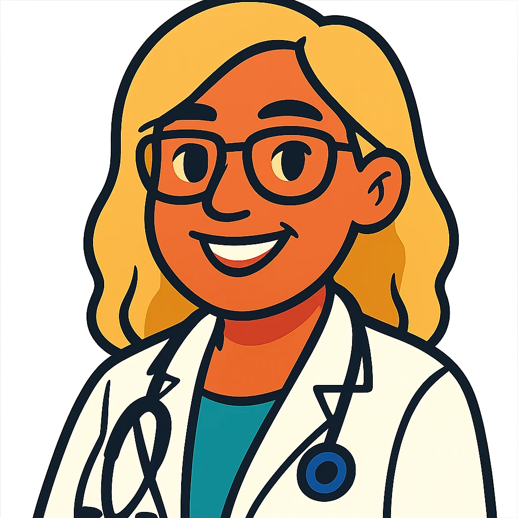 Latina doctor with light blonde hair, detailed and expressive emoji