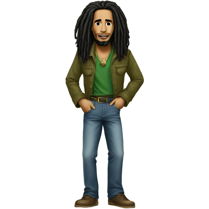 Bob Marley husband long hair, nice outfit standing  emoji