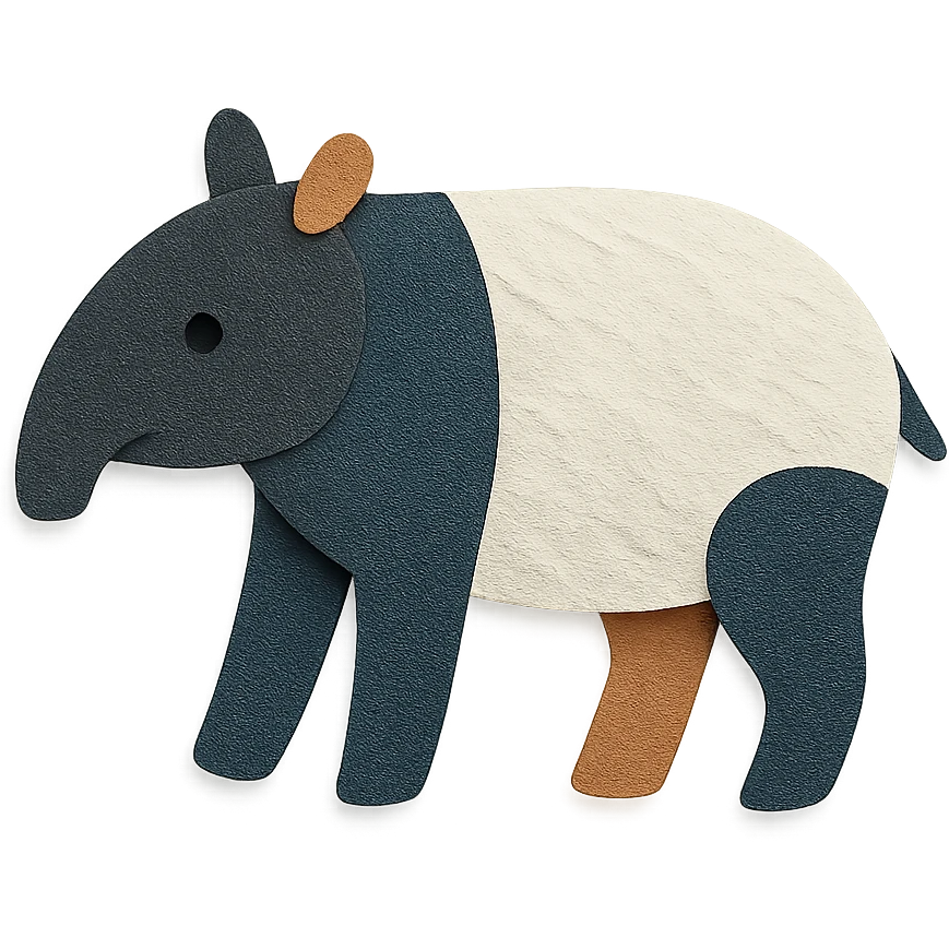 a tapir in a paper craft style, layered and textured emoji