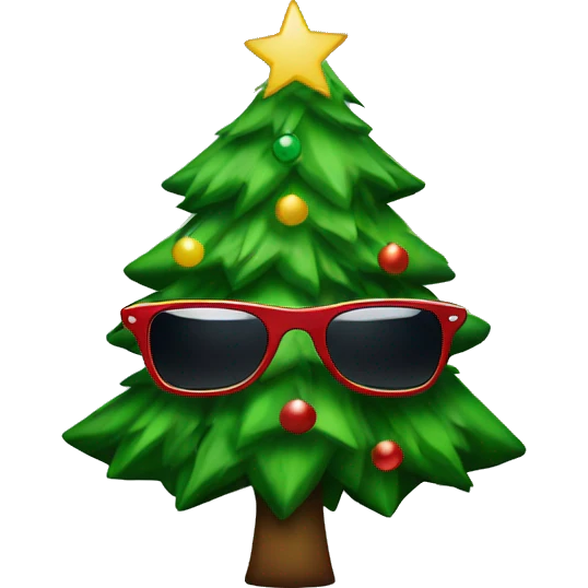 A Christmas tree with sunglasses  emoji