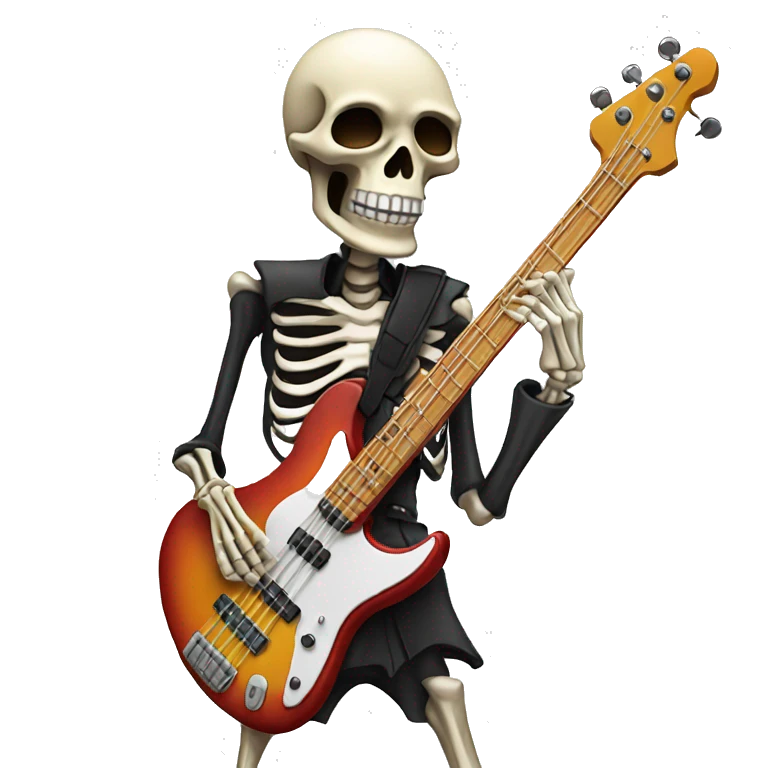 skeleton playing bass guitar emoji