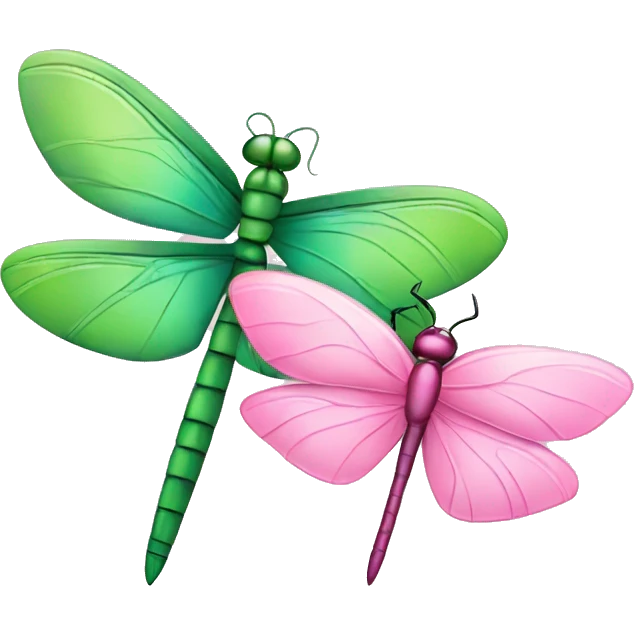 Green dragonfly and pink butterfly emoji