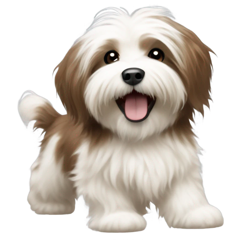 Havanese dog with brown and white fur frolicking emoji