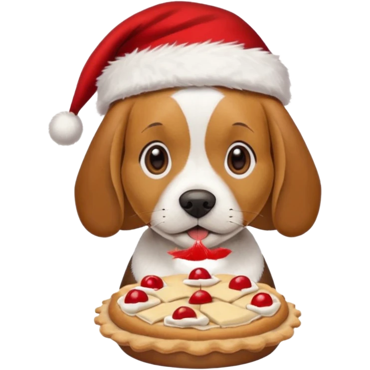 beagle in the santa hat eating a pie emoji