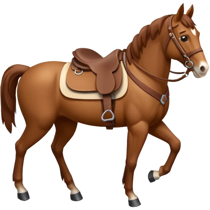 horse with a saddle, isometric view, emoji style emoji