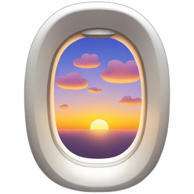plane window with sunset emoji