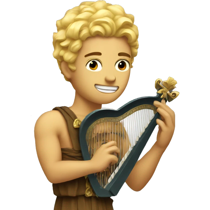 Apollo god. Holding a lyre with Blonde hair emoji