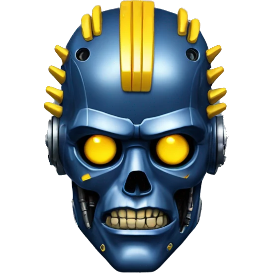 Terminator robot head with dark blue metallic skin and yellow Mohawk  emoji