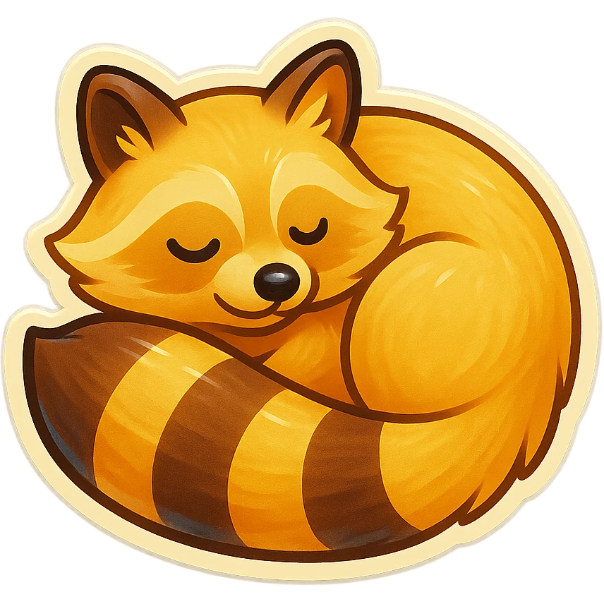 Very Light Blonde raccoon sleeping 2d digital art semi realistic original character  emoji