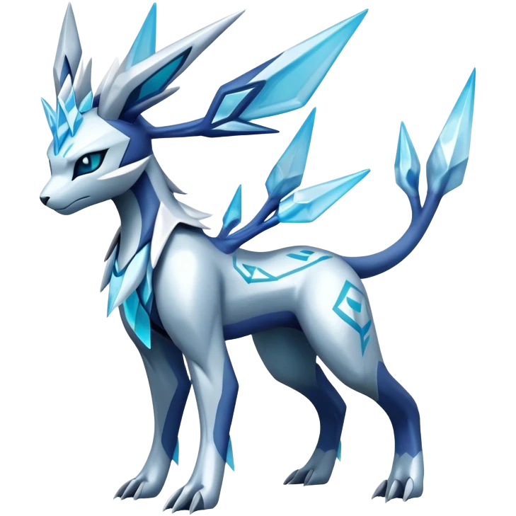 Futuristic Kyurem-Glaceon-dialga-suicune-hybrid, full body emoji