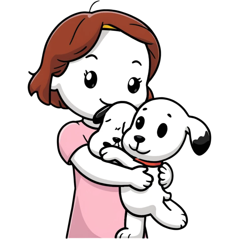girl hugging snoopy emoji
