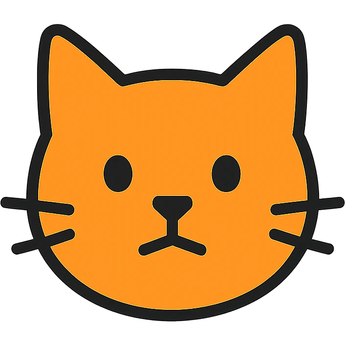 cat head only, neutral face, inspired by Bitcoin logo, crypto project style emoji