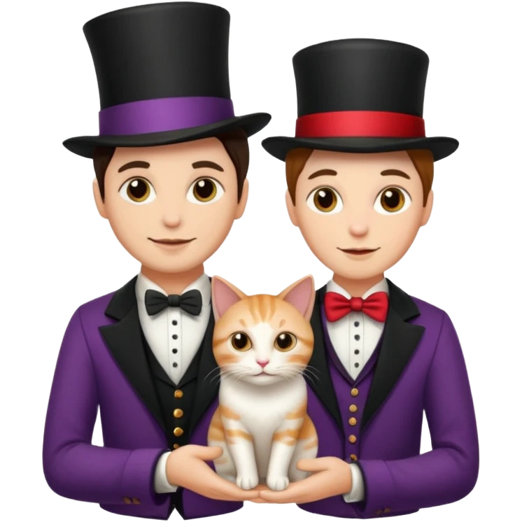 magician couple and their pet cat emoji