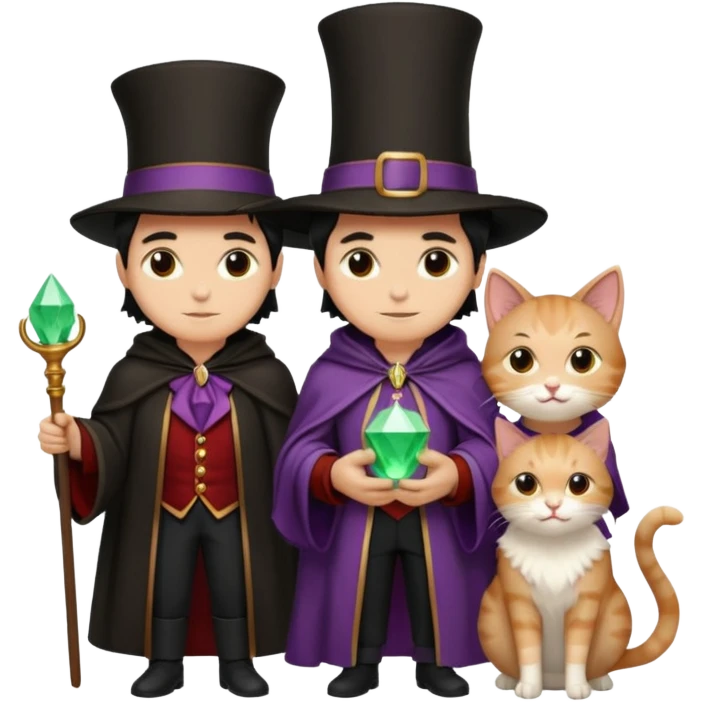 magician couple and their pet cat emoji