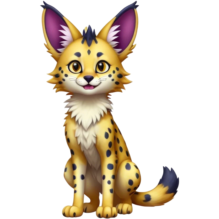 Epic Cute Colorful Dark Sergal-Serval-Vernid full body emoji