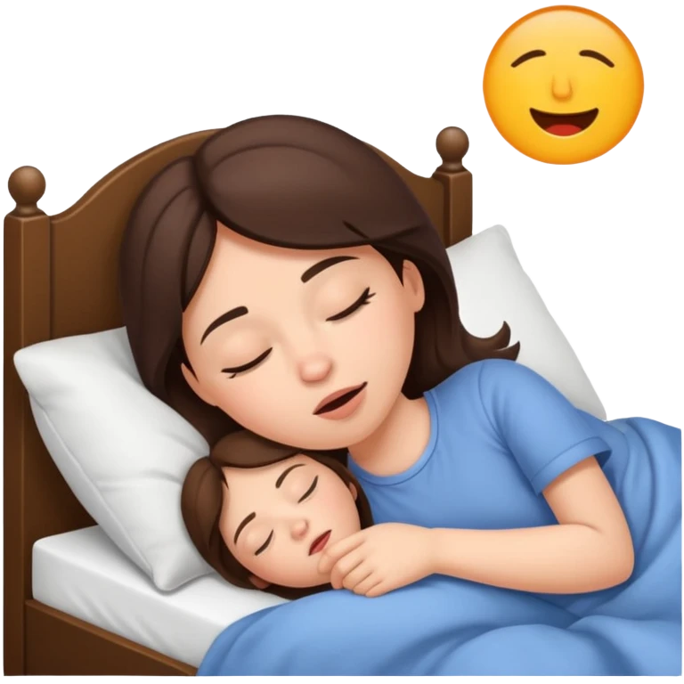 brunette girl lying in bed snoring emoji