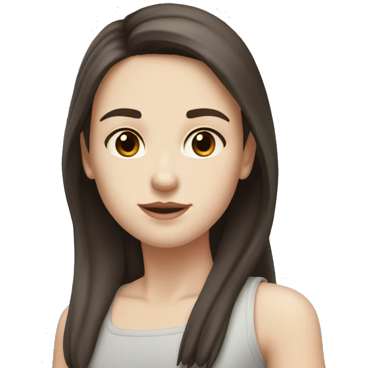 very dark brown haired and very dark brown eyed straight haired pale skinned girl emoji