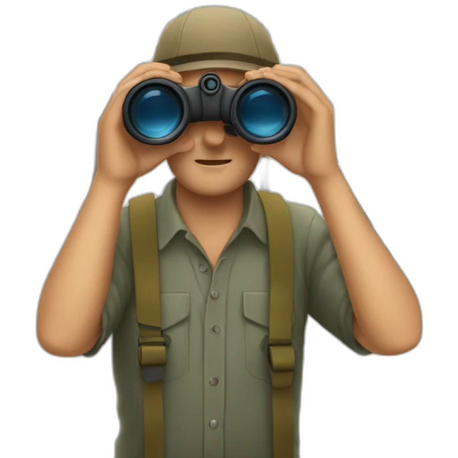 man with binoculars from window emoji