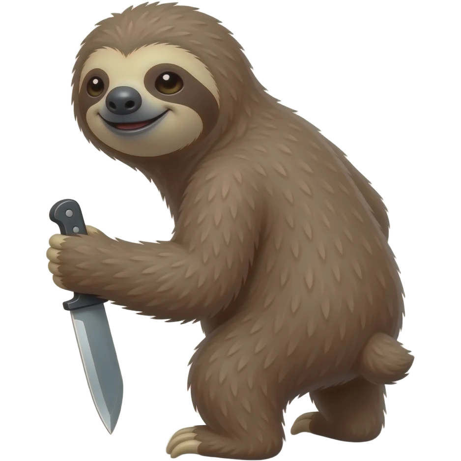 turn back looking askance going smiling evil killer sloth w very taktic knife emoji