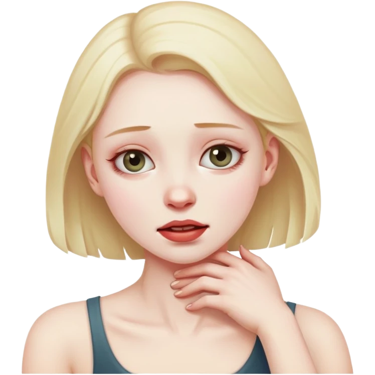 Girl grabbing her neck dead emoji