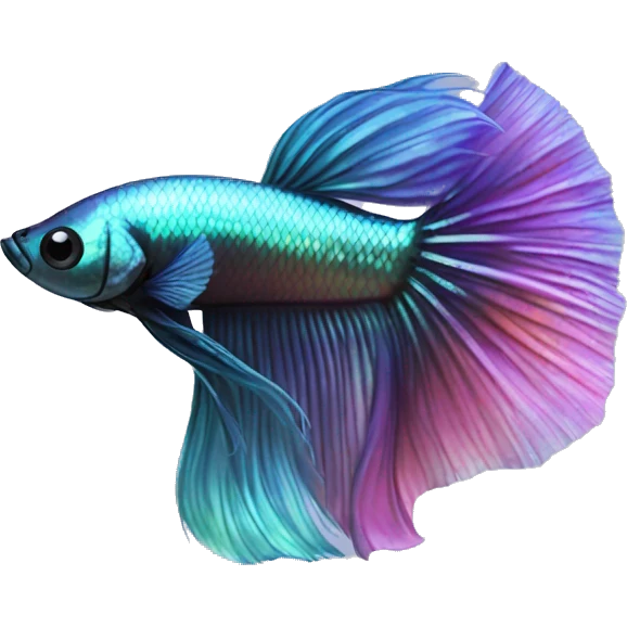 iridescent long fin betta with full tail emoji