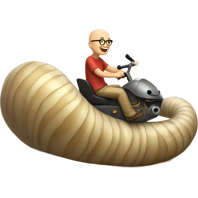 Bald Nerd riding large dune sand worm emoji